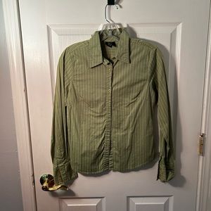 Rue21 Green/White Striped Button Up